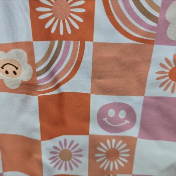 Cheeky Plum Retro Checkered Swimsuit Baby 6-12 Months Ruffled Orange And Pink - Picture 8 of 8